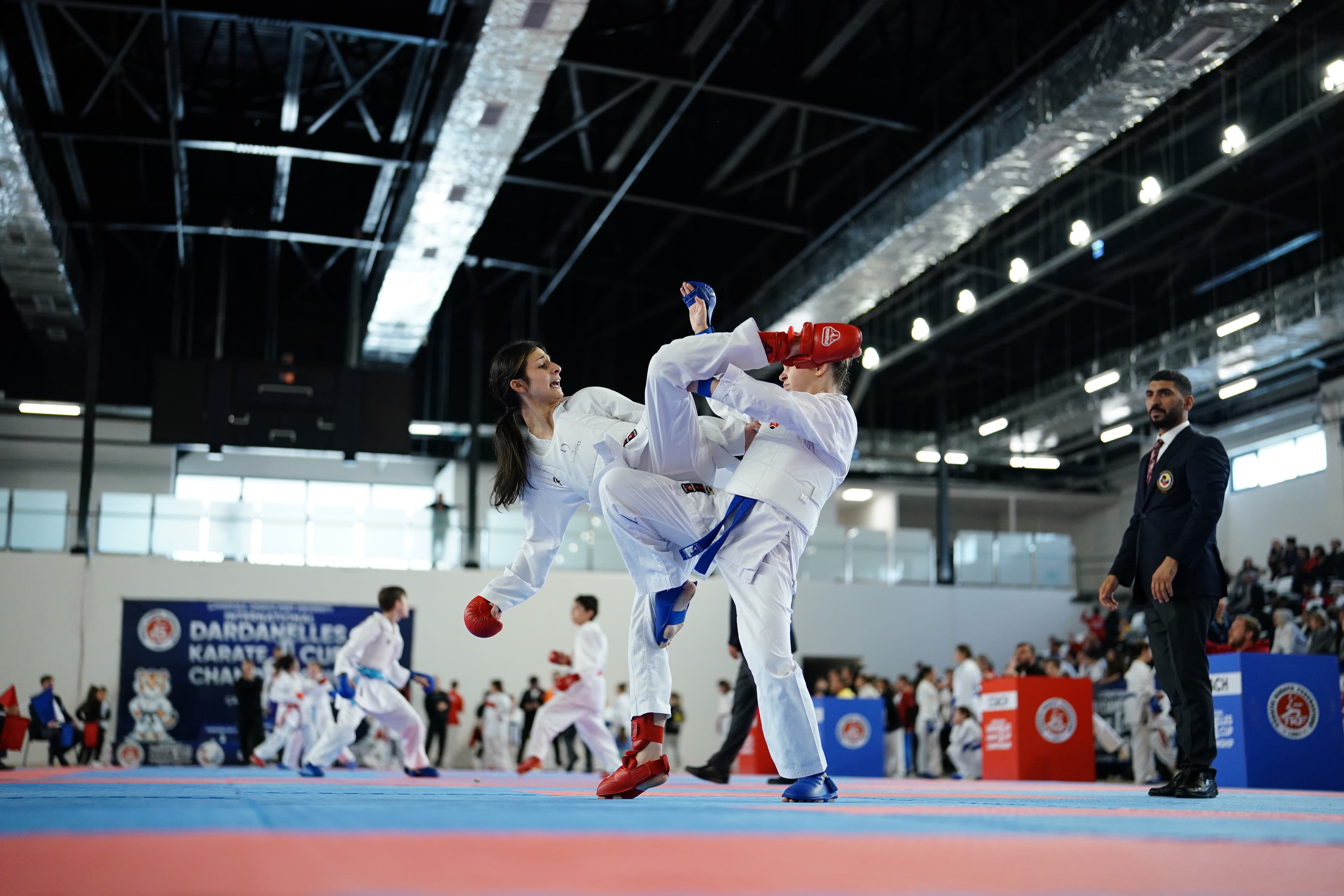 High kick during a kumite match, Dardanelles Cup 2025