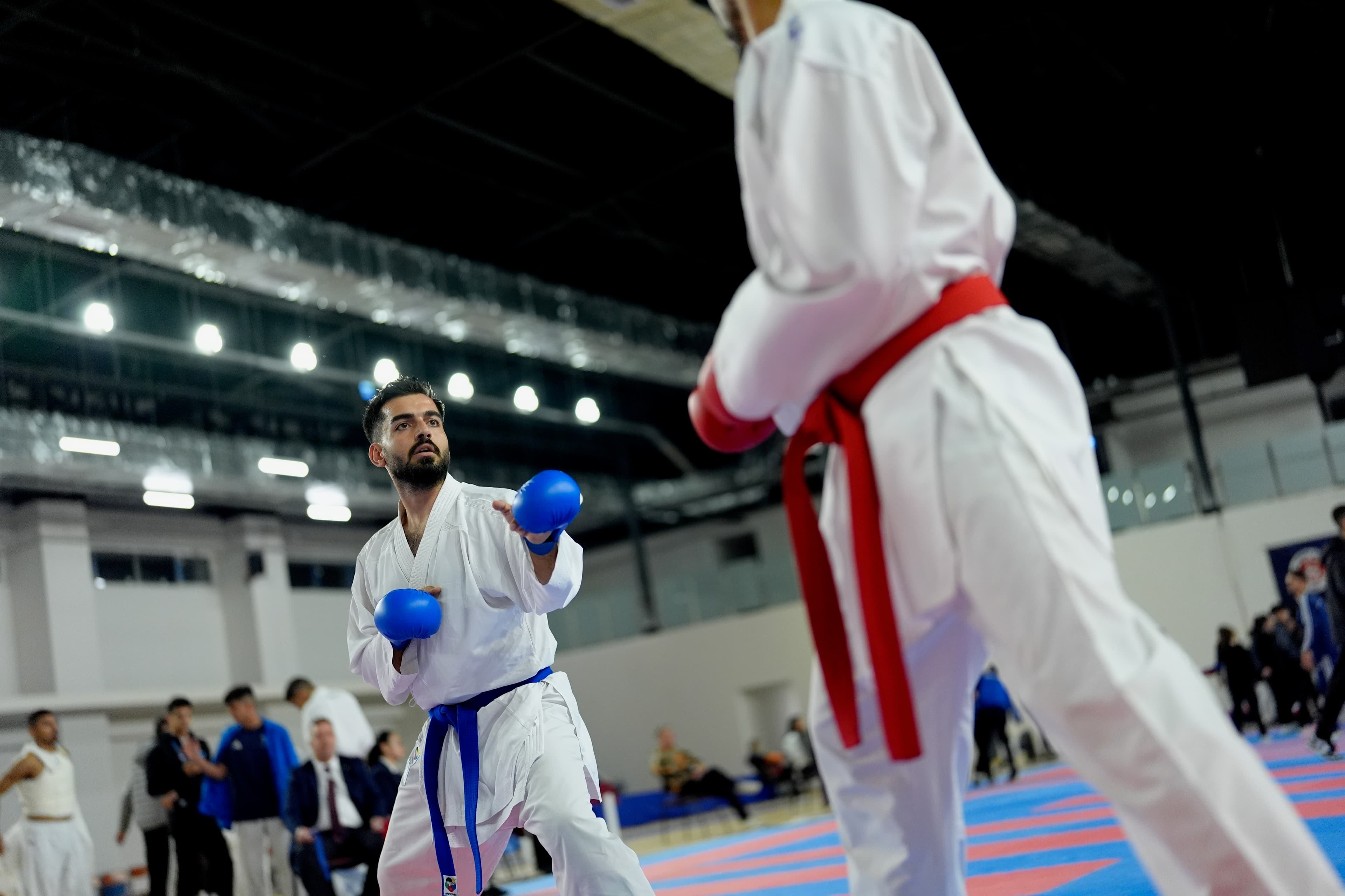 Two athletes facing off in kumite, Dardanelles Cup 2025